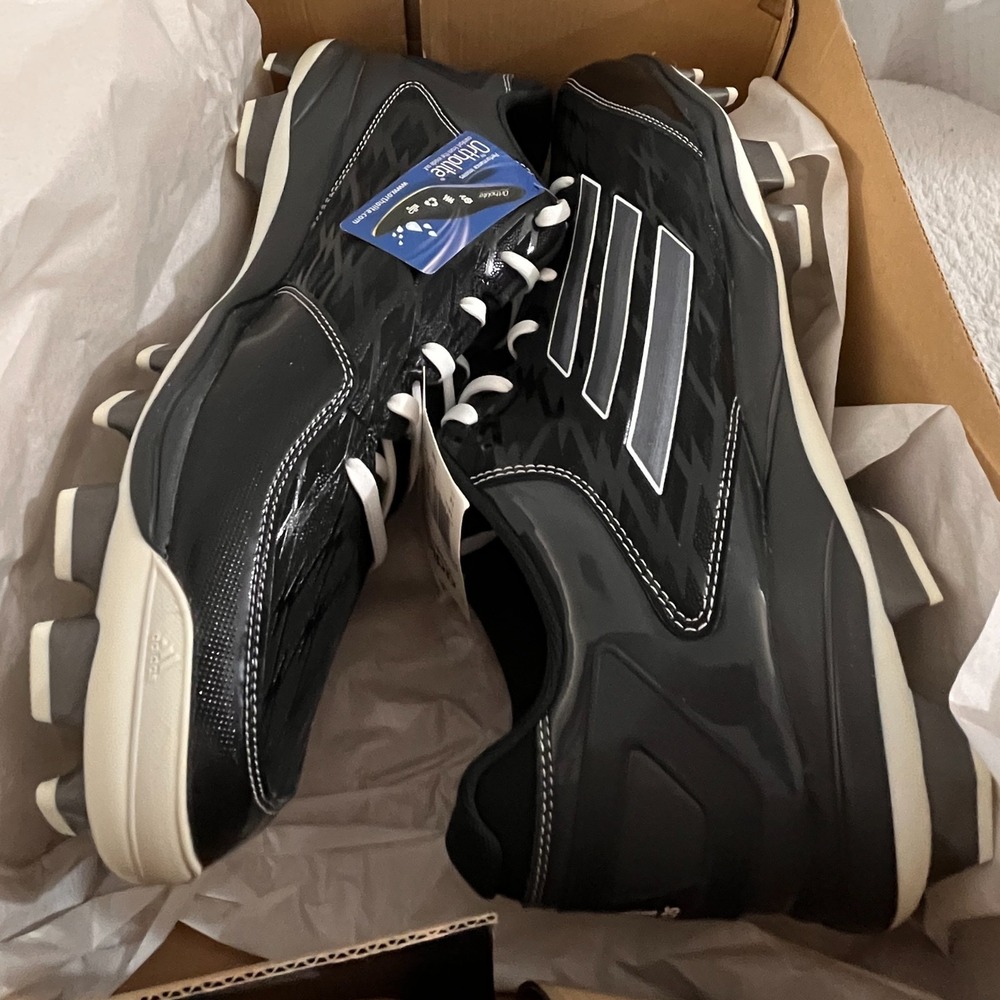 Adidas PowerAlley 2 TPU Men's Metal Baseball Cleats Size 15 Black White (D73940)